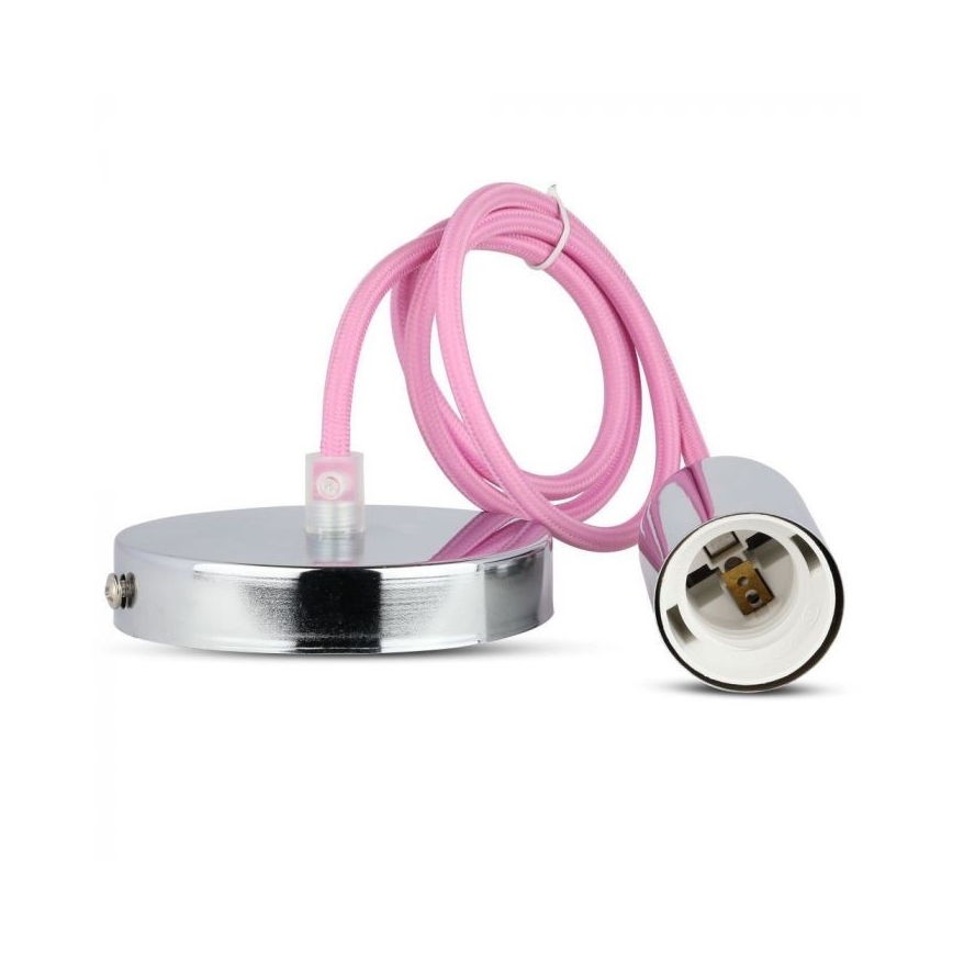 Kabel zasilający 1xE27/60W/230V jasnoróżowy/chrom błyszczący