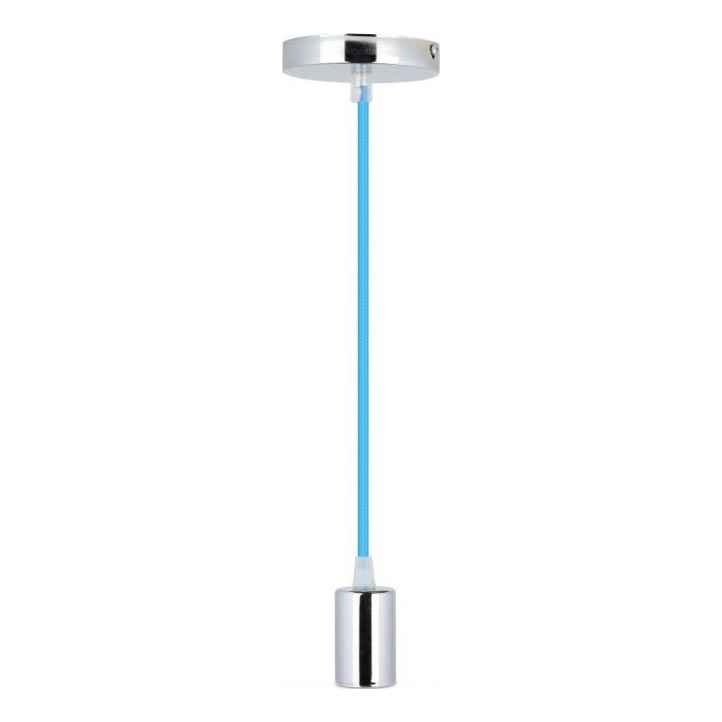 Kabel zasilający 1xE27/60W/230V niebieski/chrom błyszczący