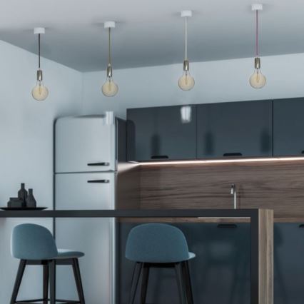 Kabel zasilający 1xE27/60W/230V niebieski/chrom błyszczący