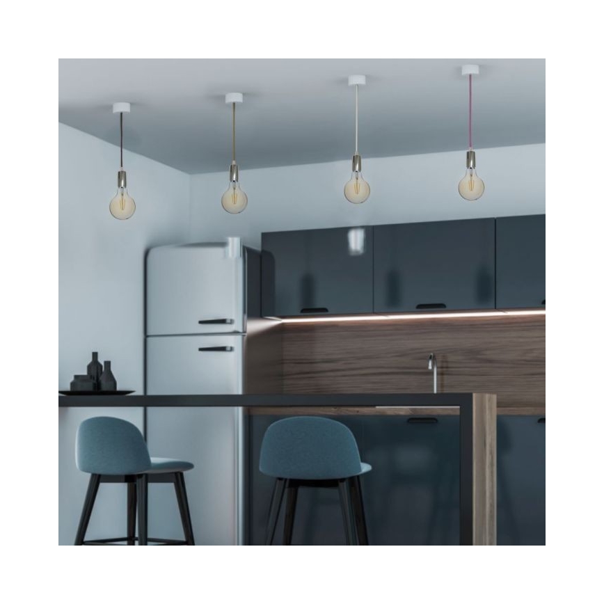 Kabel zasilający 1xE27/60W/230V niebieski/chrom błyszczący