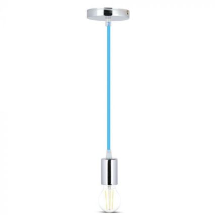 Kabel zasilający 1xE27/60W/230V niebieski/chrom błyszczący