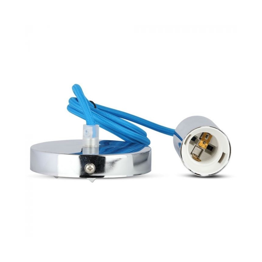 Kabel zasilający 1xE27/60W/230V niebieski/chrom błyszczący