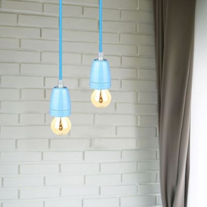 Kabel zasilający 1xE27/60W/230V niebieski/porcelana