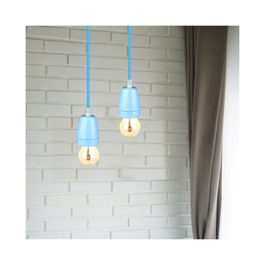 Kabel zasilający 1xE27/60W/230V niebieski/porcelana