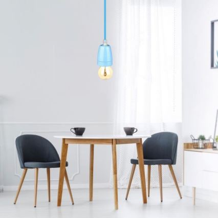 Kabel zasilający 1xE27/60W/230V niebieski/porcelana