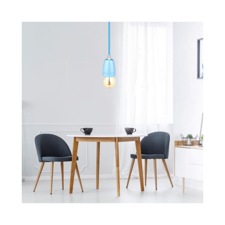 Kabel zasilający 1xE27/60W/230V niebieski/porcelana