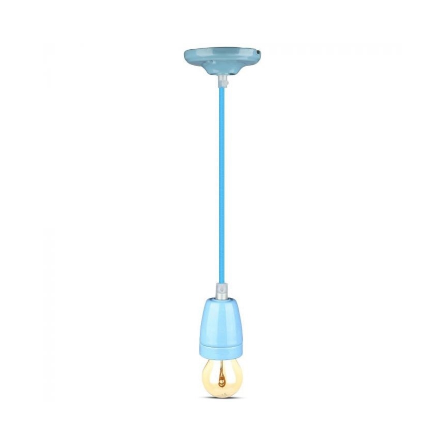 Kabel zasilający 1xE27/60W/230V niebieski/porcelana