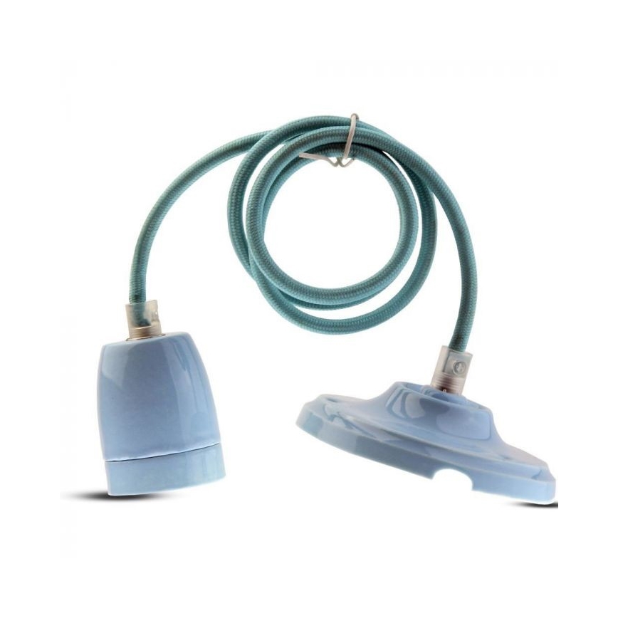 Kabel zasilający 1xE27/60W/230V niebieski/porcelana