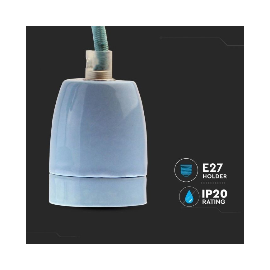 Kabel zasilający 1xE27/60W/230V niebieski/porcelana