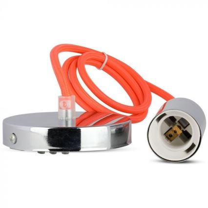 Kabel zasilający 1xE27/60W/230V pomarańczowy/chrom błyszczący