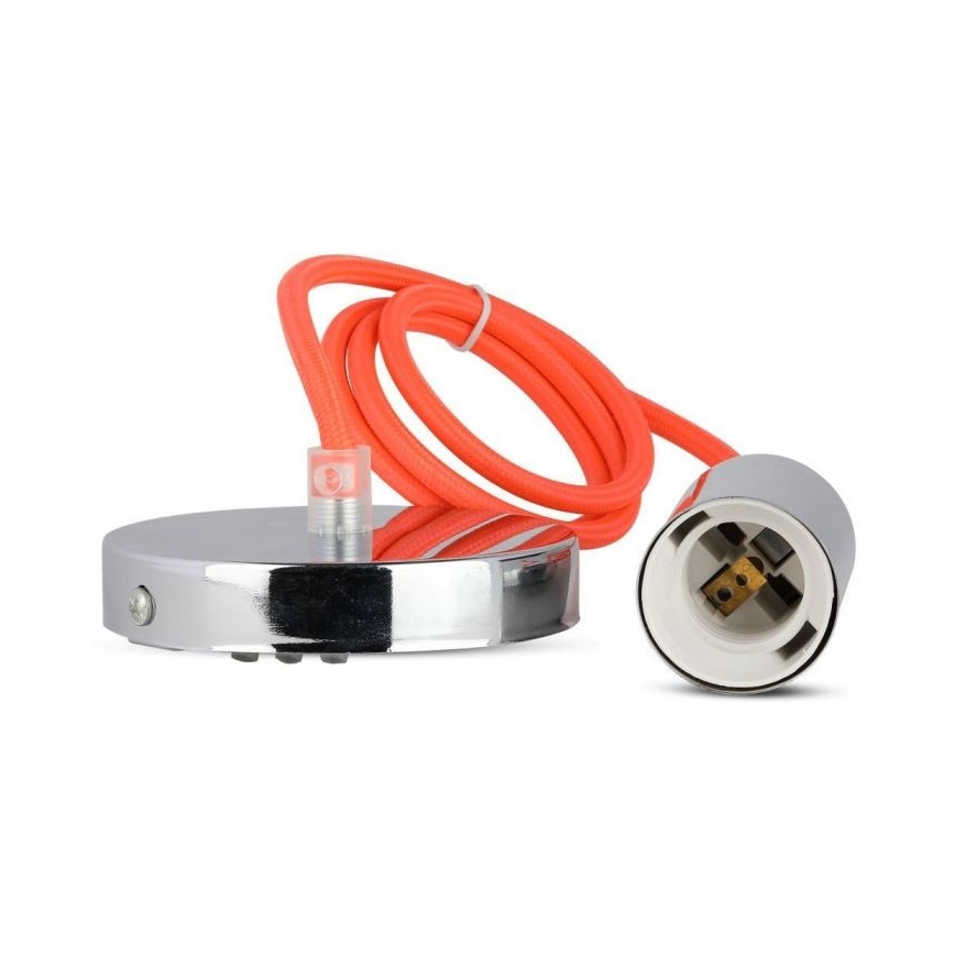 Kabel zasilający 1xE27/60W/230V pomarańczowy/chrom błyszczący