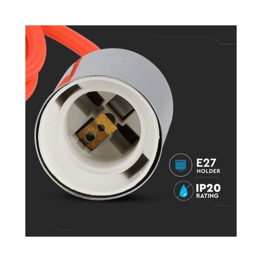 Kabel zasilający 1xE27/60W/230V pomarańczowy/chrom błyszczący