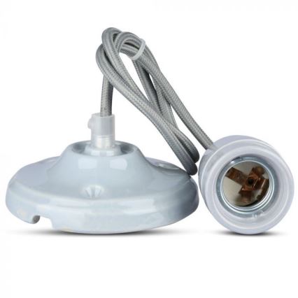 Kabel zasilający 1xE27/60W/230V szary/porcelana