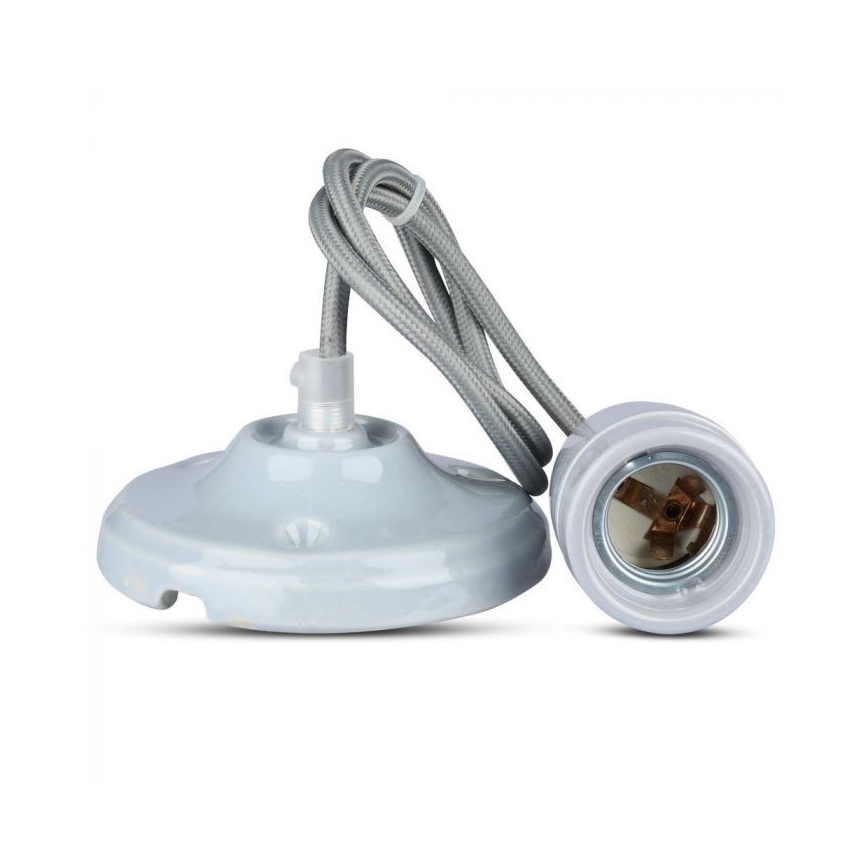 Kabel zasilający 1xE27/60W/230V szary/porcelana