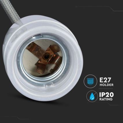 Kabel zasilający 1xE27/60W/230V szary/porcelana