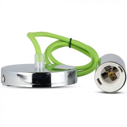 Kabel zasilający 1xE27/60W/230V zielony/chrom błyszczący