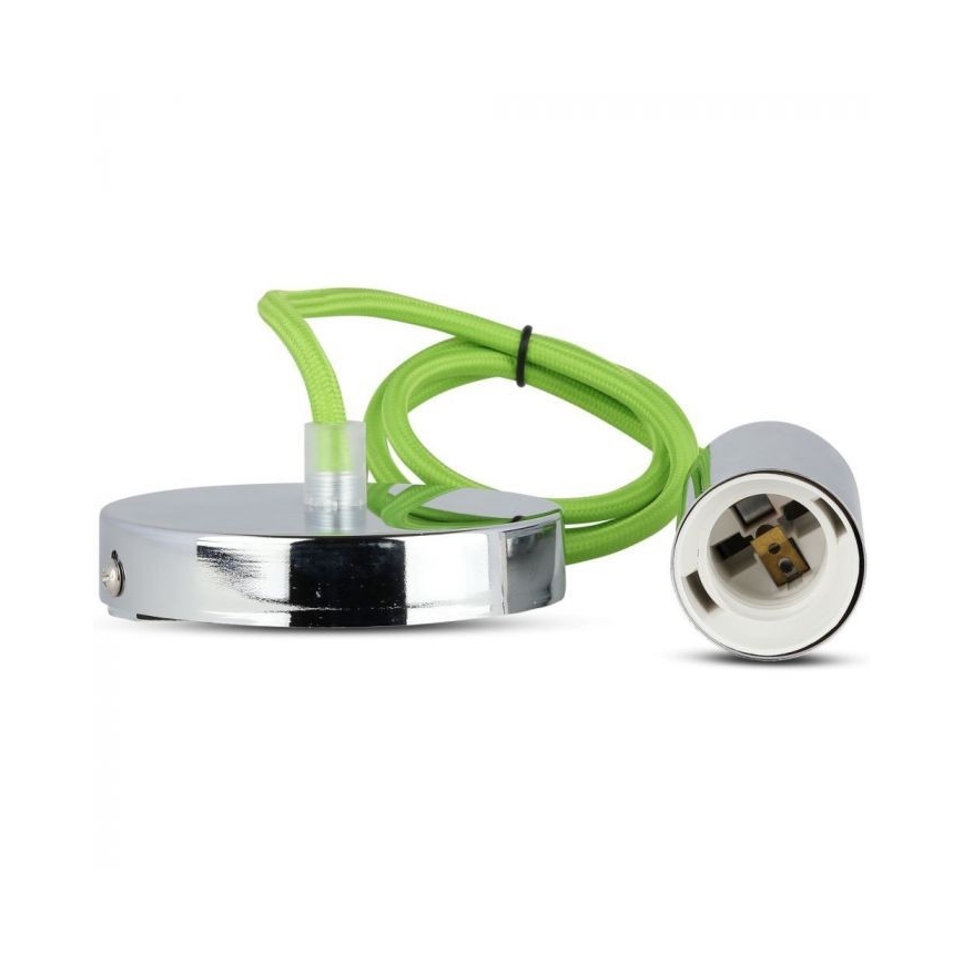 Kabel zasilający 1xE27/60W/230V zielony/chrom błyszczący