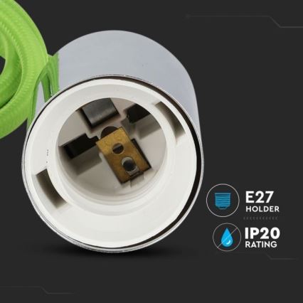 Kabel zasilający 1xE27/60W/230V zielony/chrom błyszczący