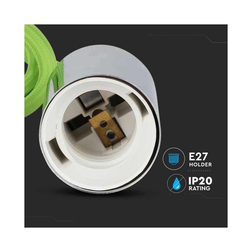 Kabel zasilający 1xE27/60W/230V zielony/chrom błyszczący
