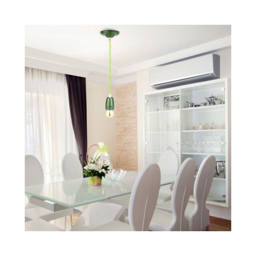 Kabel zasilający 1xE27/60W/230V zielony/porcelana