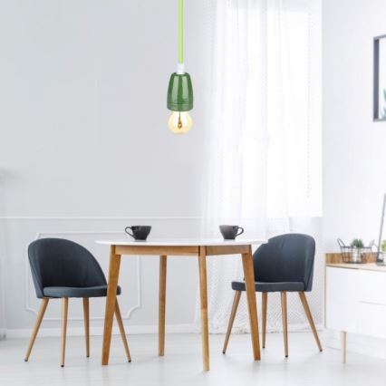 Kabel zasilający 1xE27/60W/230V zielony/porcelana