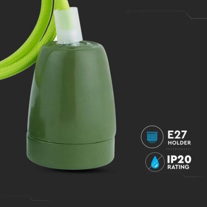 Kabel zasilający 1xE27/60W/230V zielony/porcelana