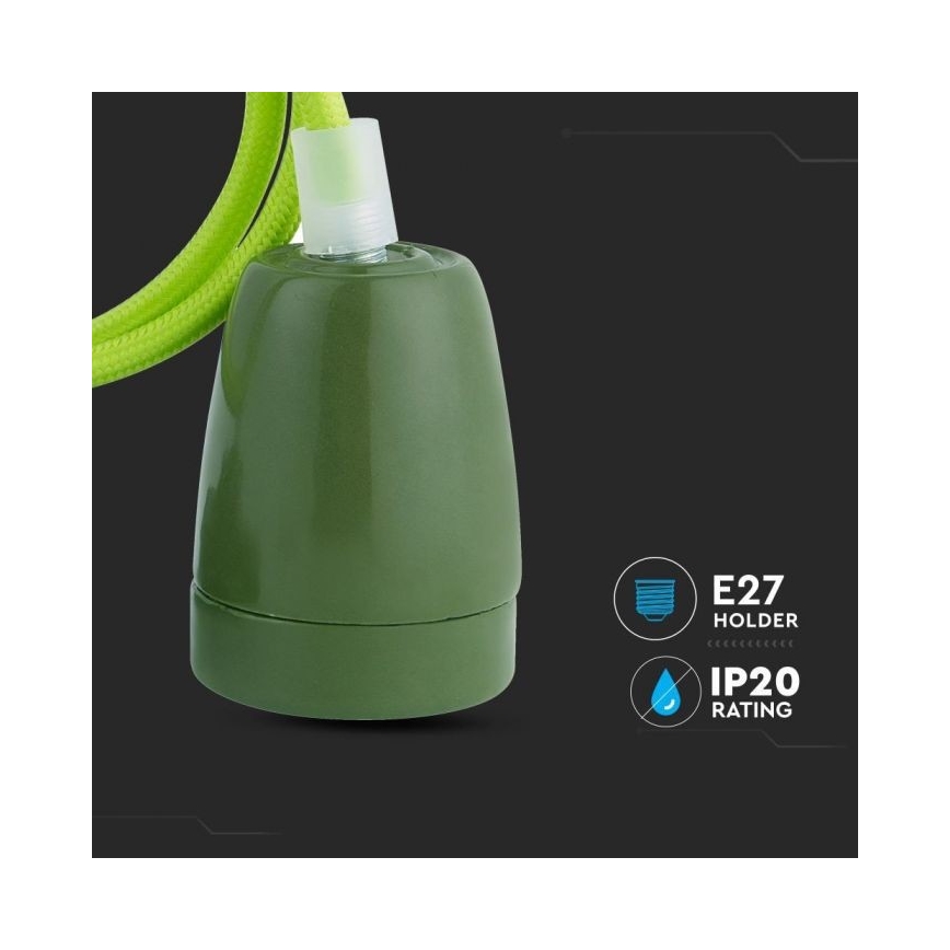 Kabel zasilający 1xE27/60W/230V zielony/porcelana