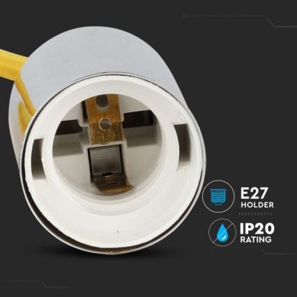Kabel zasilający 1xE27/60W/230V żółty/chrom błyszczący