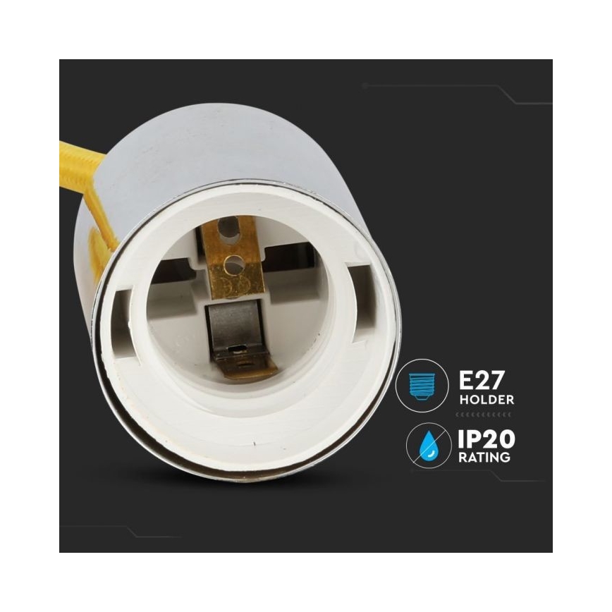 Kabel zasilający 1xE27/60W/230V żółty/chrom błyszczący