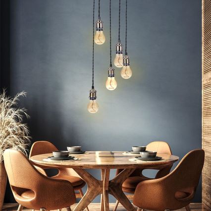 Kabel zasilający 5xE27/60W/230V brąz