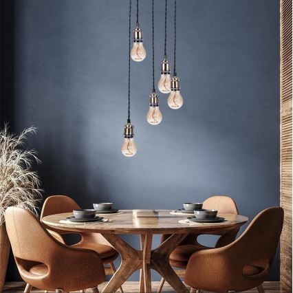 Kabel zasilający 5xE27/60W/230V brąz