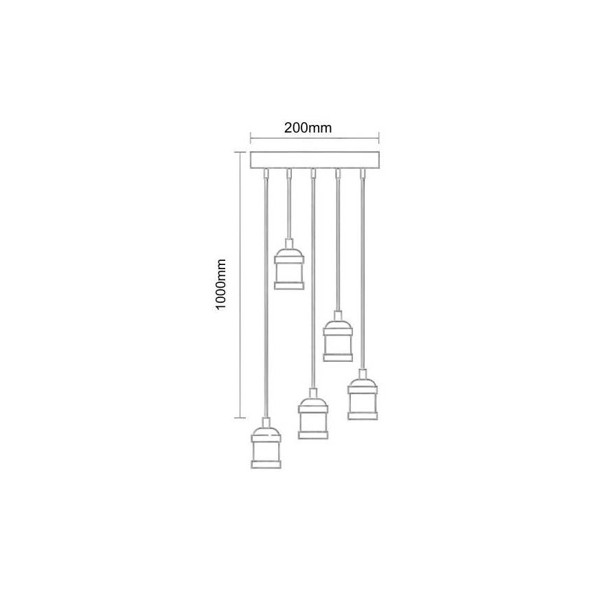 Kabel zasilający 5xE27/60W/230V brąz