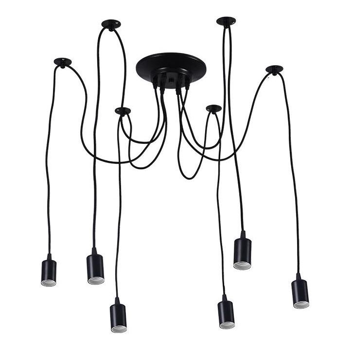 Kabel zasilający 6xE27/60W/230V pająk czarne