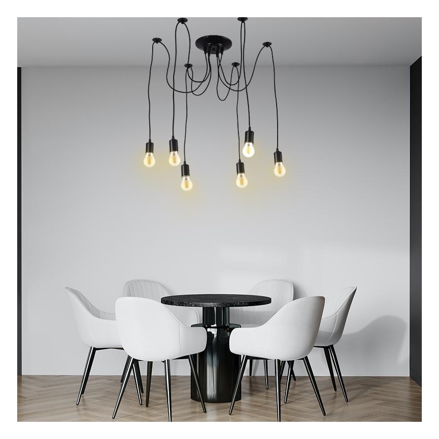 Kabel zasilający 6xE27/60W/230V pająk czarne