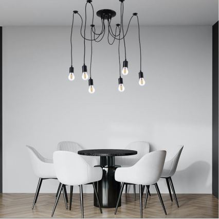 Kabel zasilający 6xE27/60W/230V pająk czarne