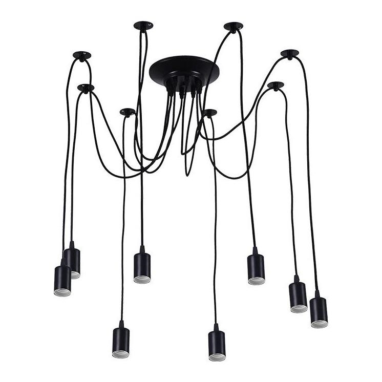 Kabel zasilający 8xE27/60W/230V pająk czarne