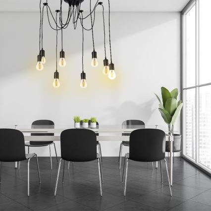 Kabel zasilający 8xE27/60W/230V pająk czarne