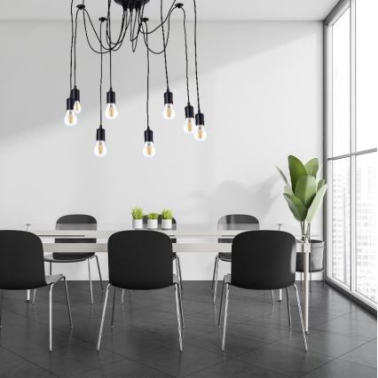 Kabel zasilający 8xE27/60W/230V pająk czarne