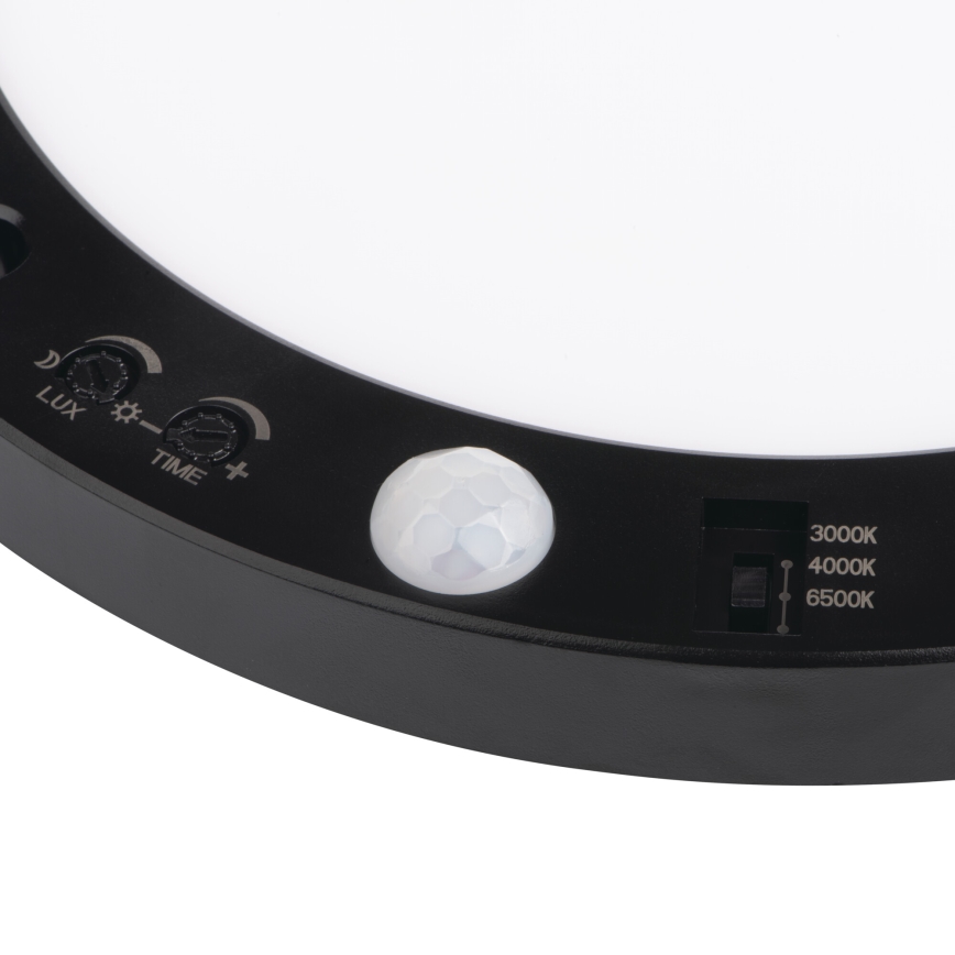 LED sufitowy/Oprawa wpuszczana z czujnikiem ruchu 2w1 ERGA LED/17W/230V 3000/4000/6500K czarny