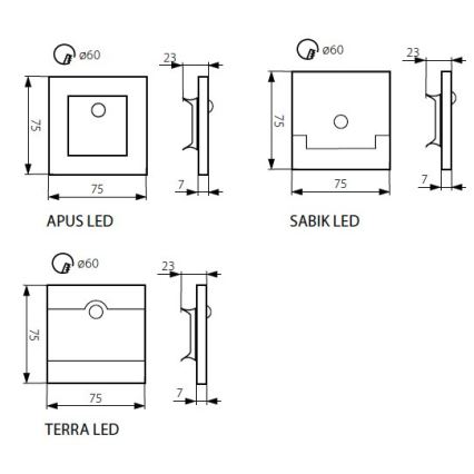 LED  Oświetlenie schodowe APUS z czujnikiem LED/0,8W/12V 3000K