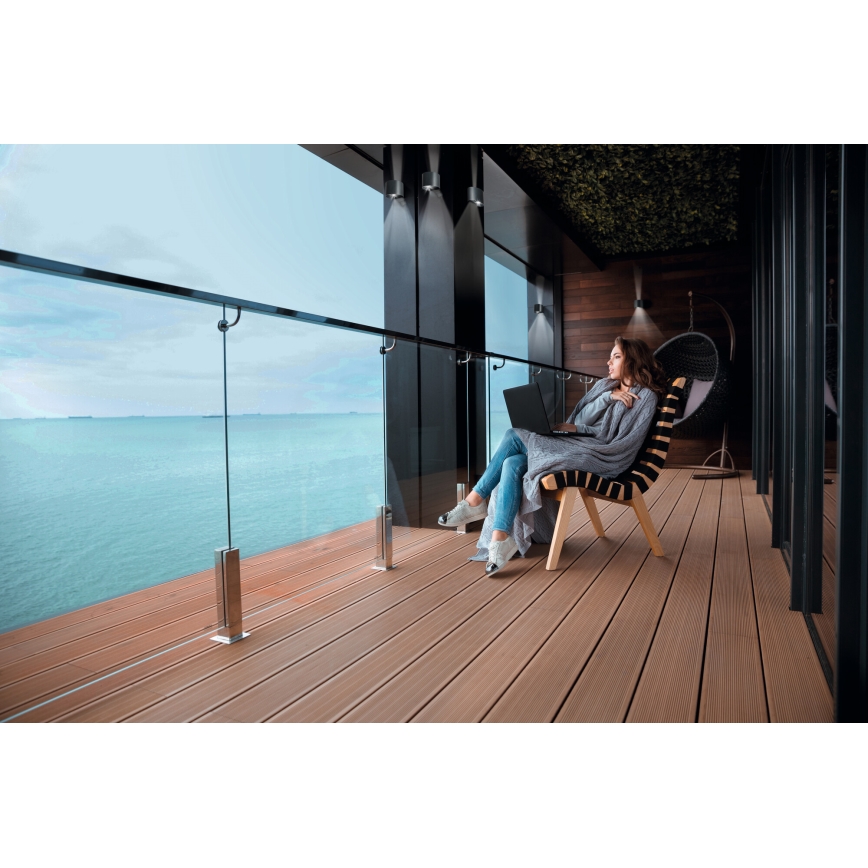 Zewnętrzny kinkiet LED REKA z czujnikiem ruchu i zmierzchu LED/7W/230V IP54, antracytowy, okrągły