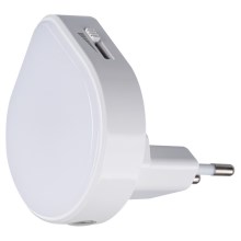 Kanlux 37396 - LED ściemnialna orientacyjna lampa z czujnikiem zmierzchu do gniazda ULOV LED/0,5W/230V biały