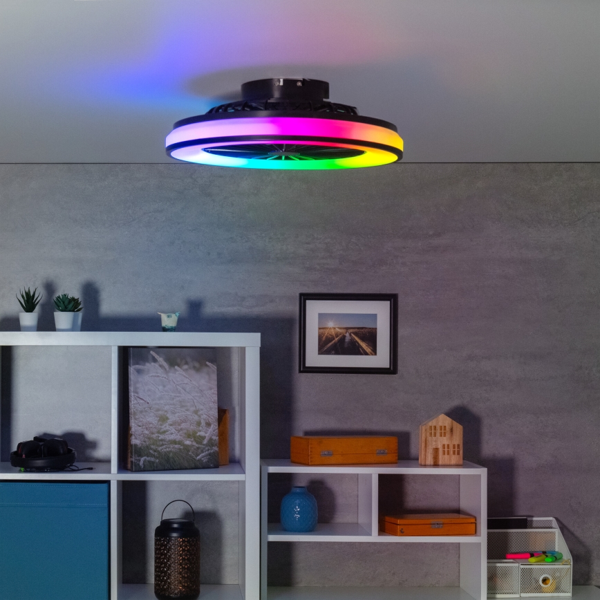 LED RGBW Ściemniany plafon z wentylatorem PLAVE LED/48W/230V 3000/4000/6500K + pilot zdalnego sterowania