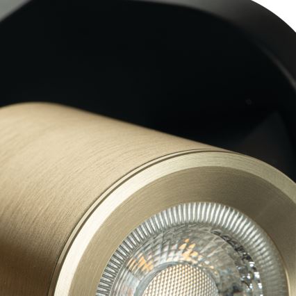 Oświetlenie punktowe LAURIN 2xGU10/10W/230V mosiądz/czarny