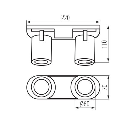 Oświetlenie punktowe LAURIN 2xGU10/10W/230V mosiądz/czarny