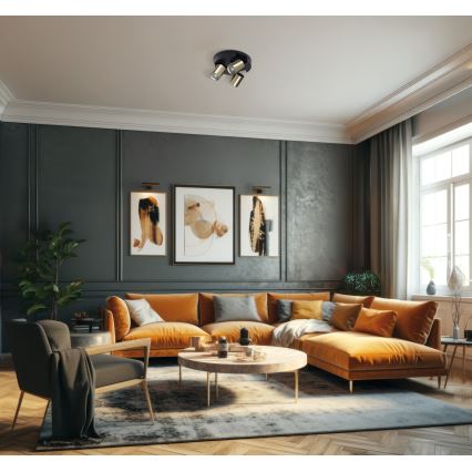 Oświetlenie punktowe LAURIN 3xGU10/10W/230V mosiądz/czarny