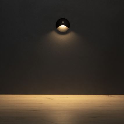 Oprawa schodowa LED z czujnikiem ruchu i zmierzchu EXIN LED/2,5W/230V 3000K IP65 czarna okrągła