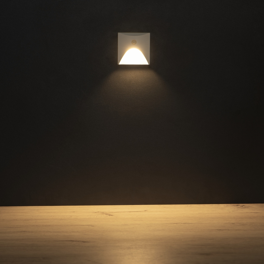 LED Oprawa schodowa z czujnikiem ruchu i zmierzchu EXIN LED/2,5W/230V 3000K IP65 biała prostokątna