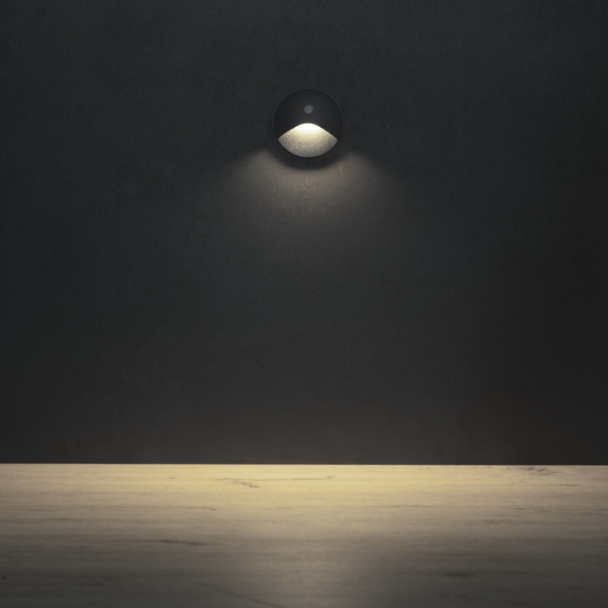 Oprawa schodowa LED z czujnikiem ruchu i zmierzchu EXIN LED/2,5W/230V 4000K IP65 antracytowa okrągła