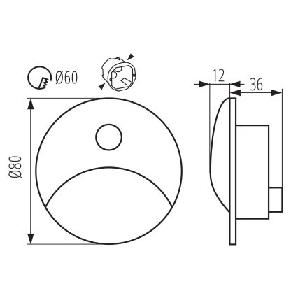 Oprawa schodowa LED z czujnikiem ruchu i zmierzchu EXIN LED/2,5W/230V 4000K IP65 antracytowa okrągła